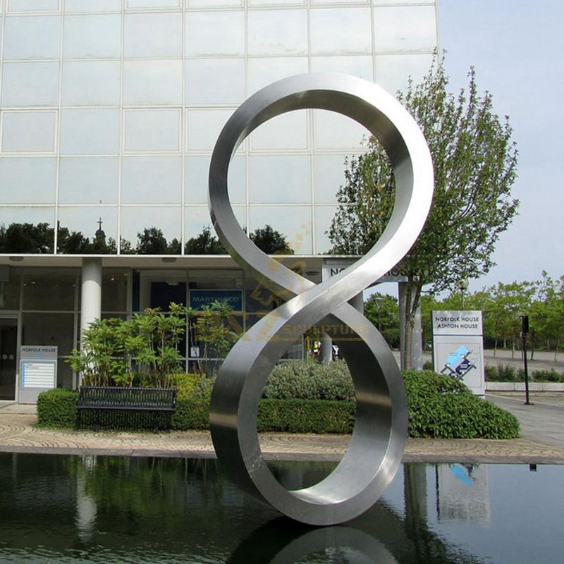 Outdoor modern urban metal fountain stainless steel sculpture