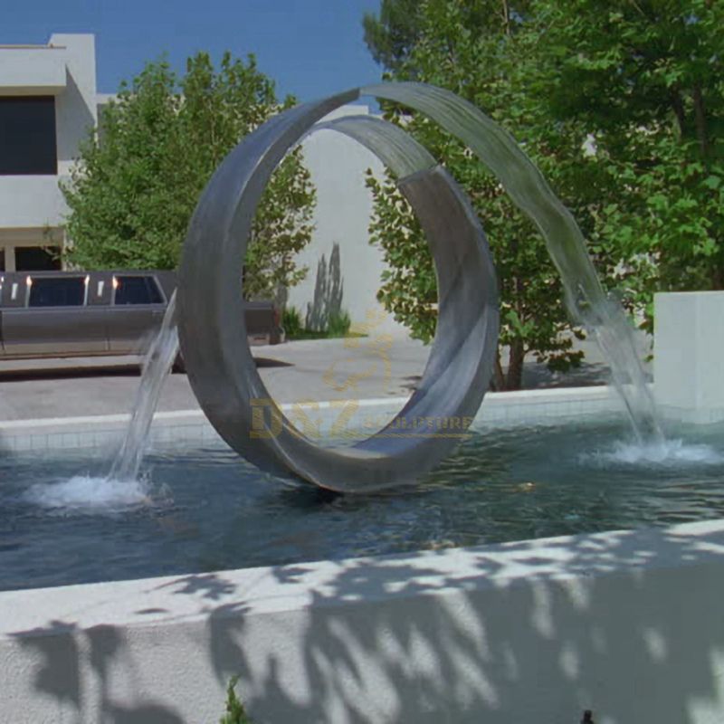 stainless steel outdoor ring fountain sculpture for urban