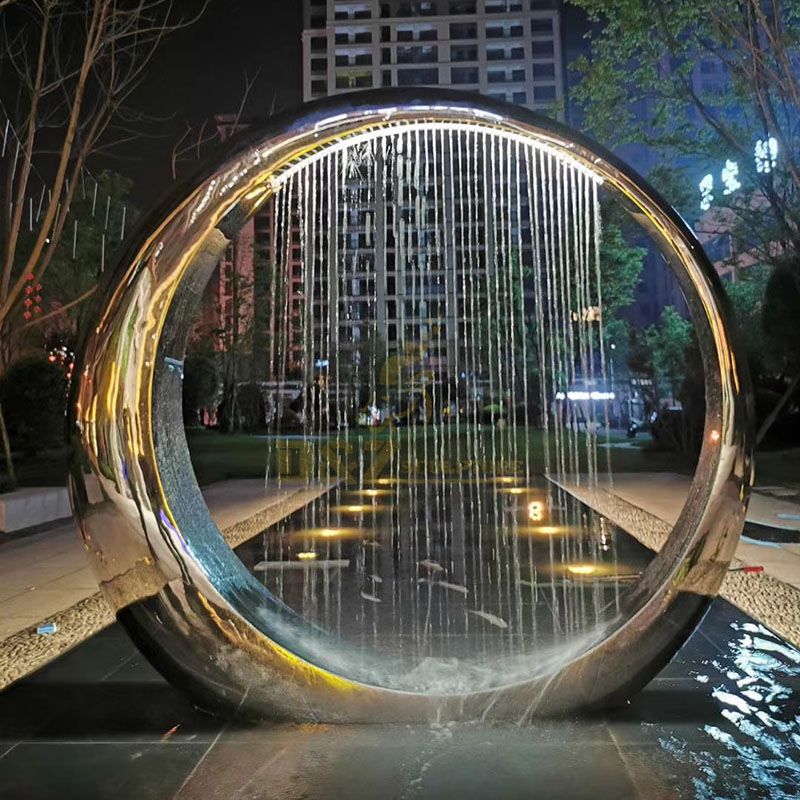 Stainless Steel Circle Sculpture Garden Fountain