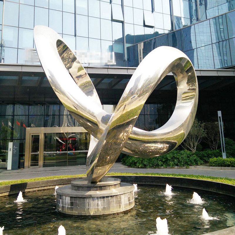 Modern Art Garden Fountain Customized Stainless Steel Outdoor Sculpture