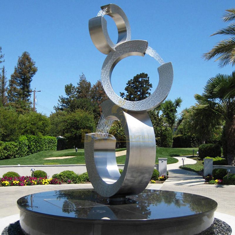304 Garden Stainless Steel Circle Fountain Sculpture