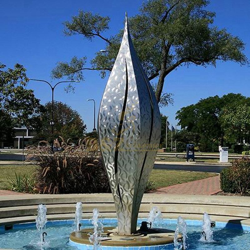 Outdoor Waterfall Statue Sculpture Finish Large Modern Stainless Steel Fountain Sculpture