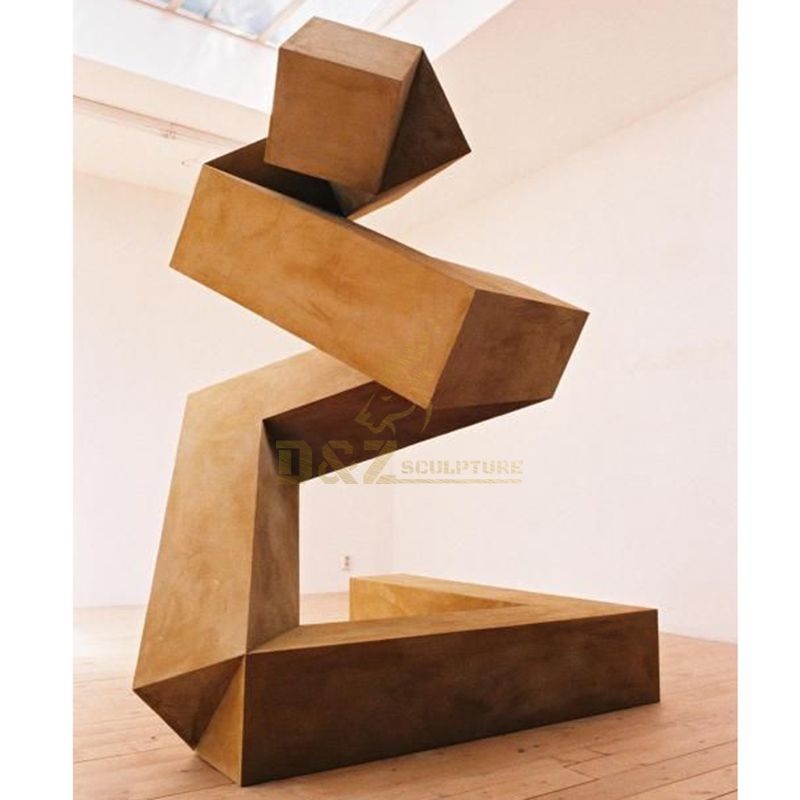 Outdoor large urban corten steel geometric metal sculpture