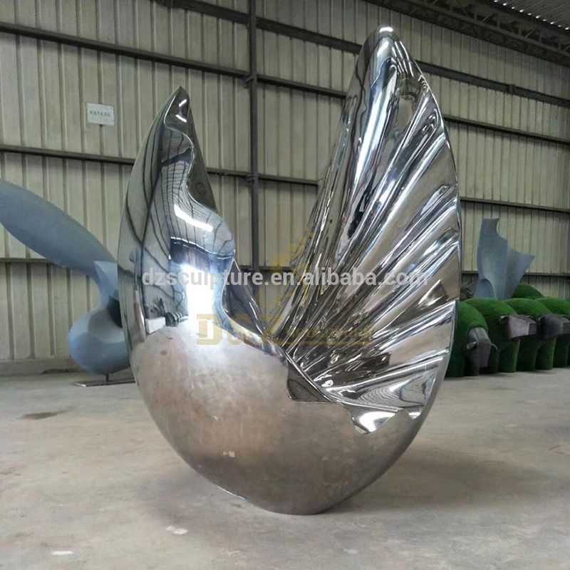 Outdoor modern art mirror polished stainless steel garden sculpture