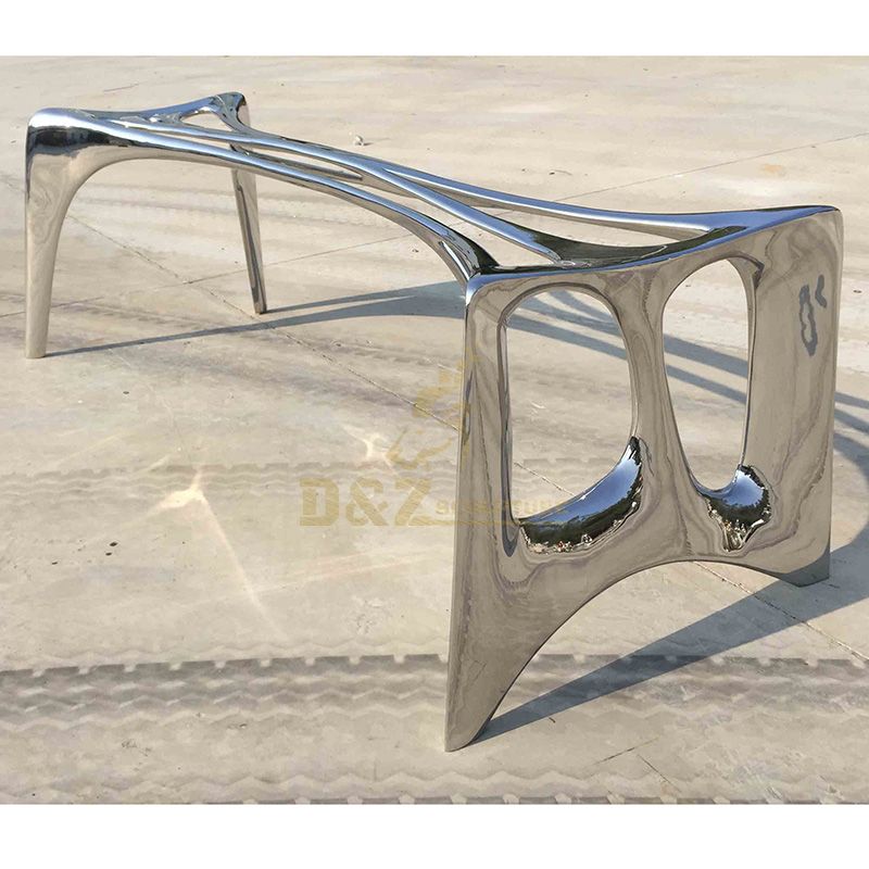 Outdoor Mirror Polished Metal Stainless Steel Chair Sculpture