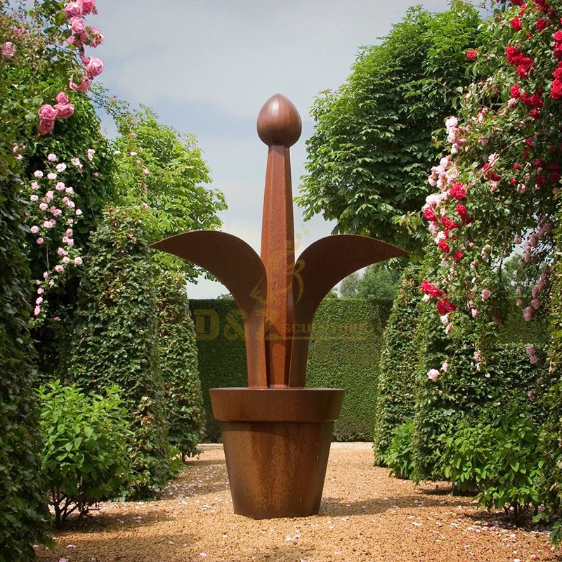 Customized Landscape Large Corten Steel Flower Sculpture