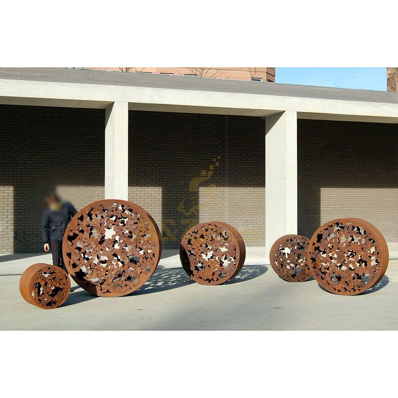 Hot sales metal circle corten steel flower sculpture for garden