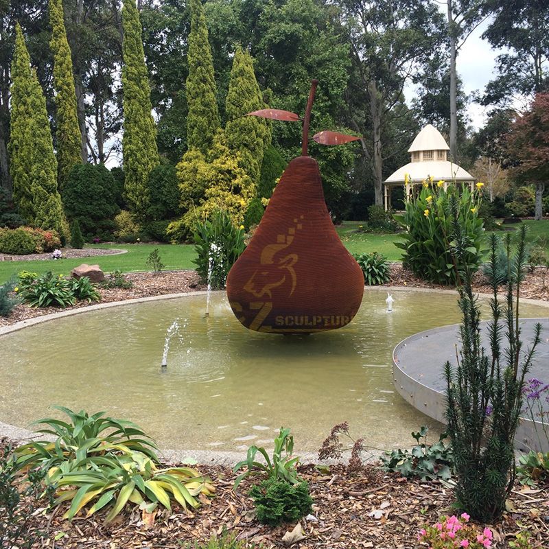 Large Decorative Garden Corten Steel Sculpture Modern Art Pear Statue for sale