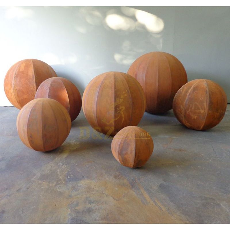 Hollow Garden Sphere Sculpture Corten Steel Ball Sculpture