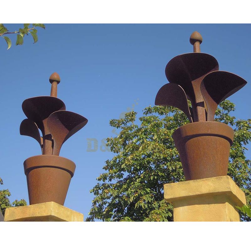 Custom Outdoor Corten Steel Garden Planter Metal Rusty Flower Pot Sculpture