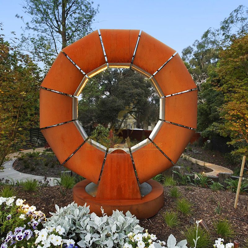 Rusty irregular Circle Corten Steel Garden Metal Sculpture