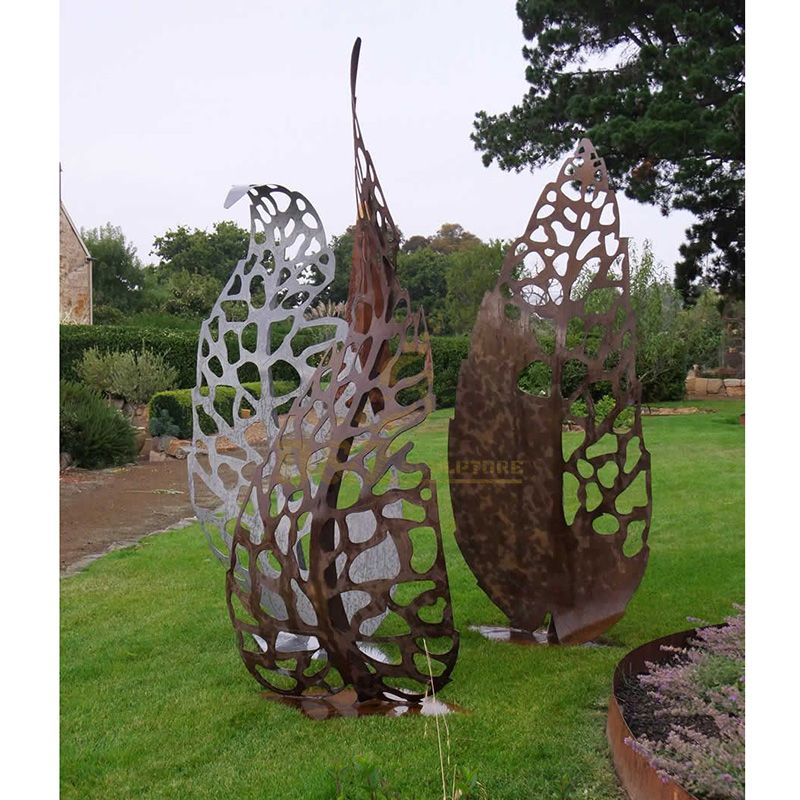 Outdoor park leaf metal corten steel sculpture