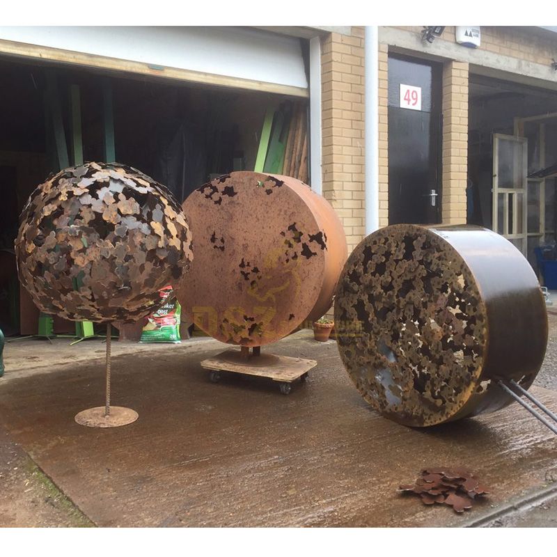 Outdoor garden decoration modern garden corten steel ball sculpture for sale