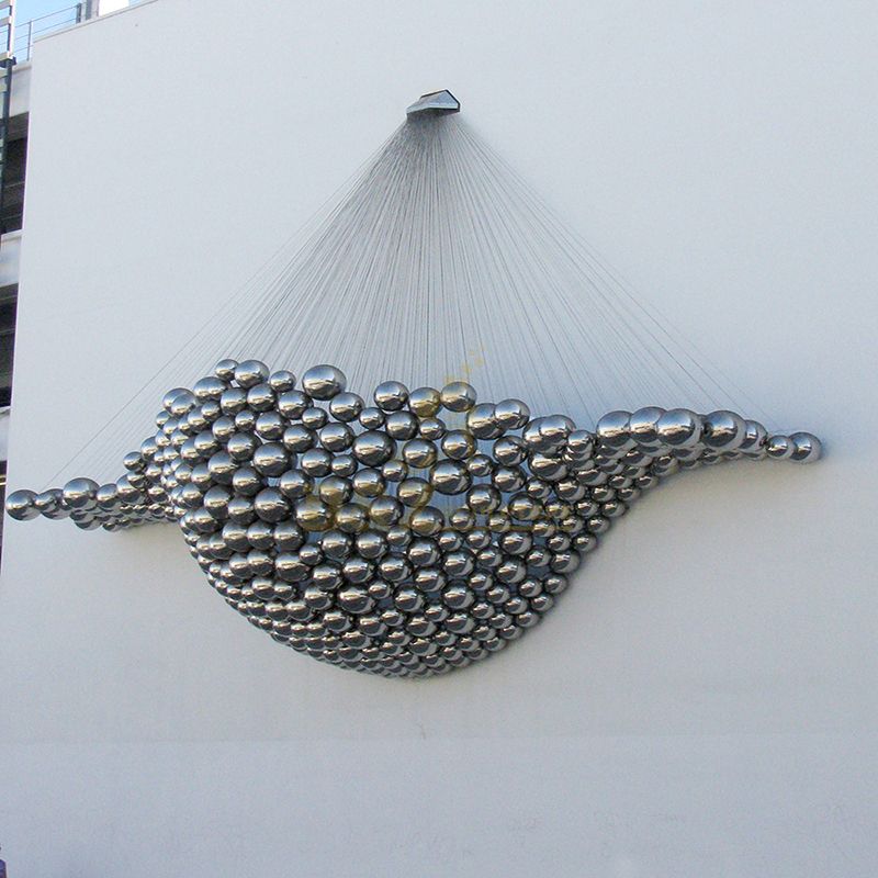 Modern Outdoor Garden Wall Art Stainless Steel Ball Statue