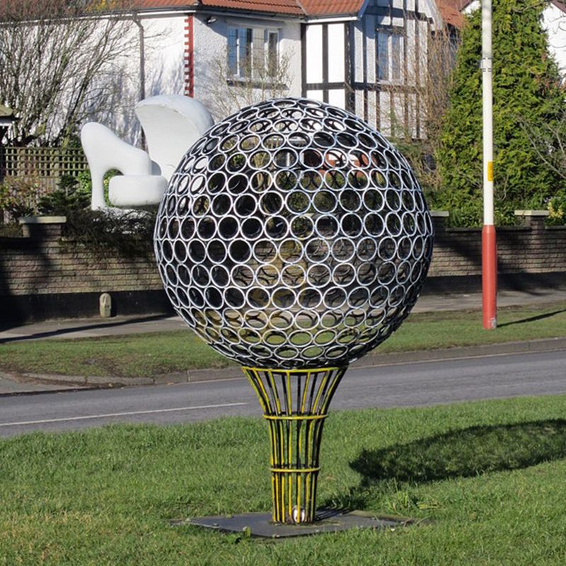 Outdoor Large Abstract Metal Stainless Steel Golf Ball Sculpture