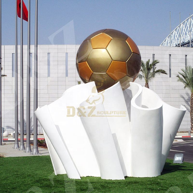 Custom Outdoor Sports Sculptures Soccer Ball Stainless Steel Metal Sculpture