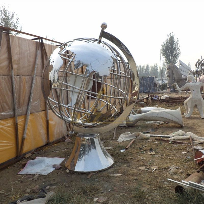 Outdoor Large Metal Stainless Steel Globe Sculpture