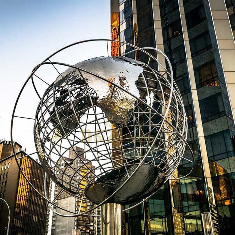 Large Stainless Steel Outdoor Metal World Globe Sculpture