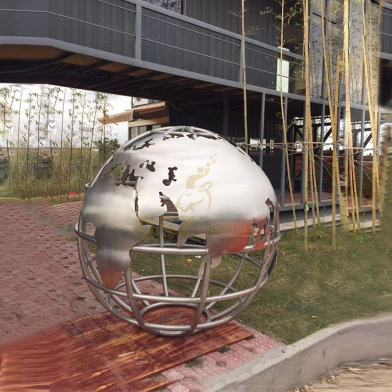 Outdoor Decor Peace Globe Stainless Steel Sculpture