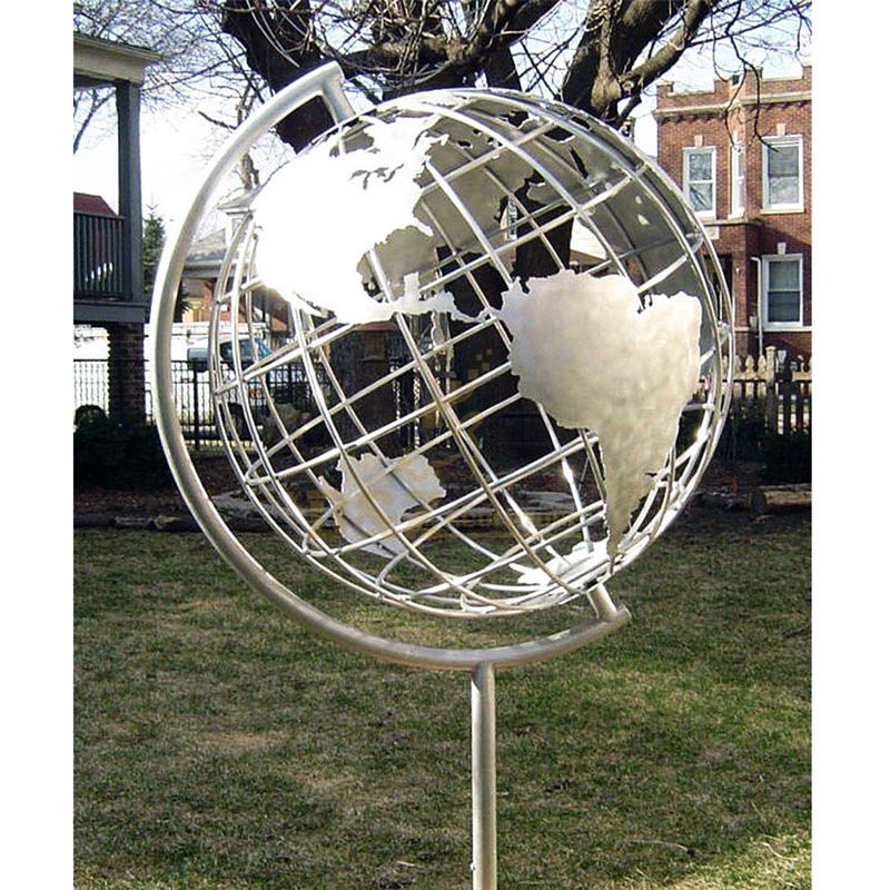 Stainless Steel Large World Globe Decor Sculpture