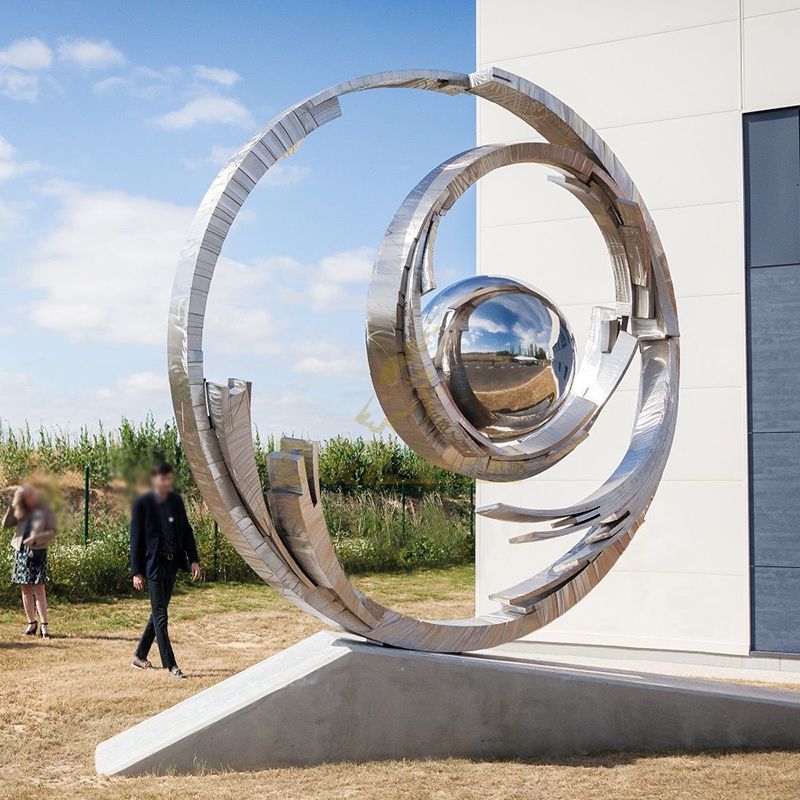 Modern Art Ball Sculpture Metal Stainless Steel Circle Statue