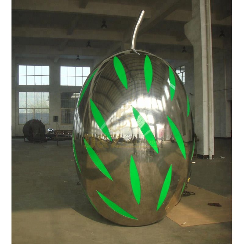 Large Abstract Mirror Fruit Stainless Steel Sculpture