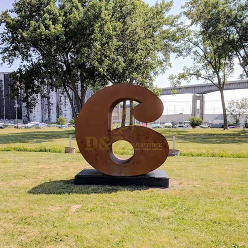 Landscape garden corten steel letter sculpture abstract