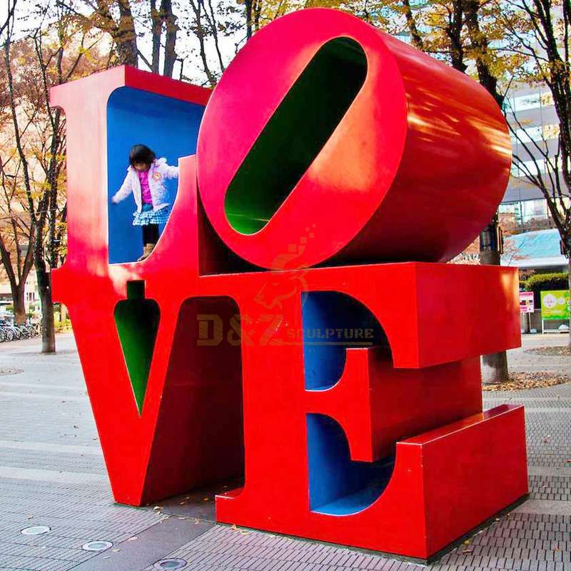 Red Color Large Size Square Stainless Steel Letter Love Sculpture