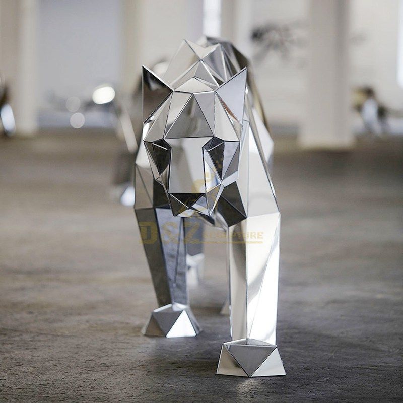 Art Sculpture Decoration Stainless Steel Horse And Bear Sculpture