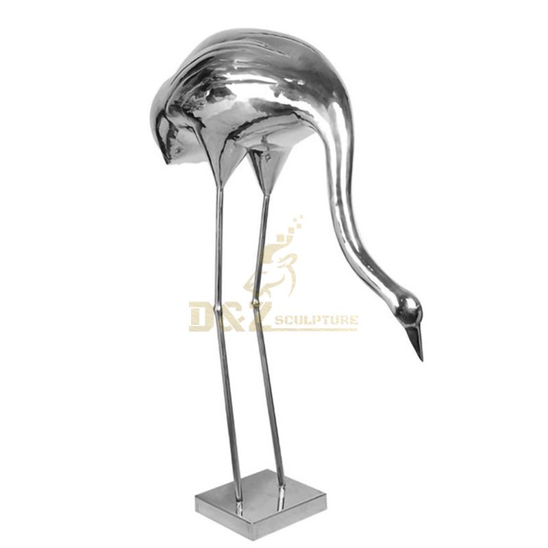 Home Garden Decoration Stainless Steel Sculpture Animals Statue Flamingo Metal Sculpture