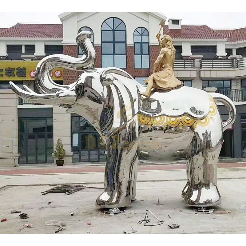 Life Size Garden Metal Statue Stainless Steel Elephant Sculpture