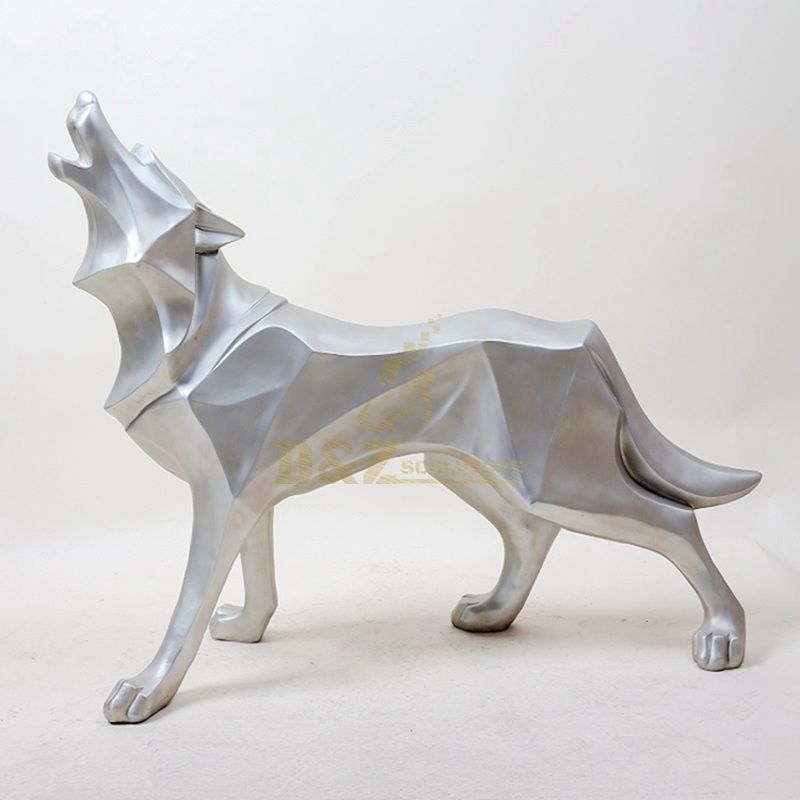 Outdoor Garden Plating Stainless Steel Dog Sculpture