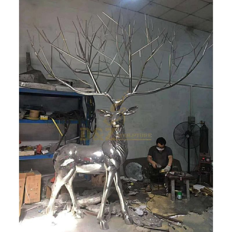 Outdoor Stainless Steel Abstract Deer Sculpture