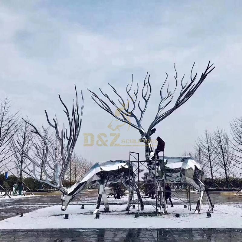 Metal Stainless Steel Deer Sculpture for Garden Decoration