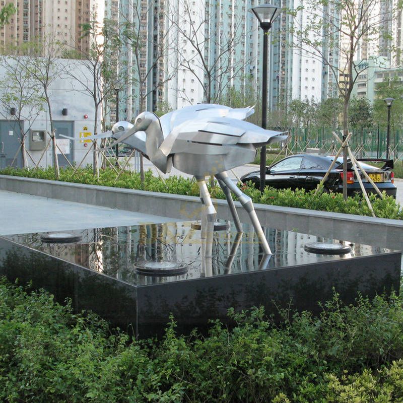 Garden Decoration Stainless Steel Crane Sculpture