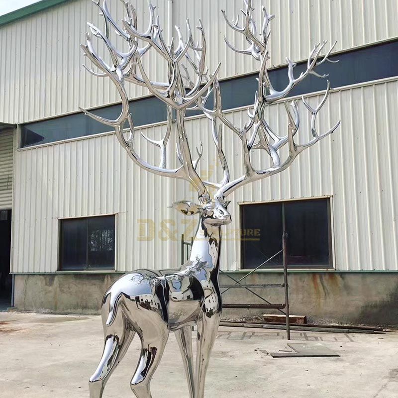 Large Size Animal Statue Stainless Steel Deer Sculpture