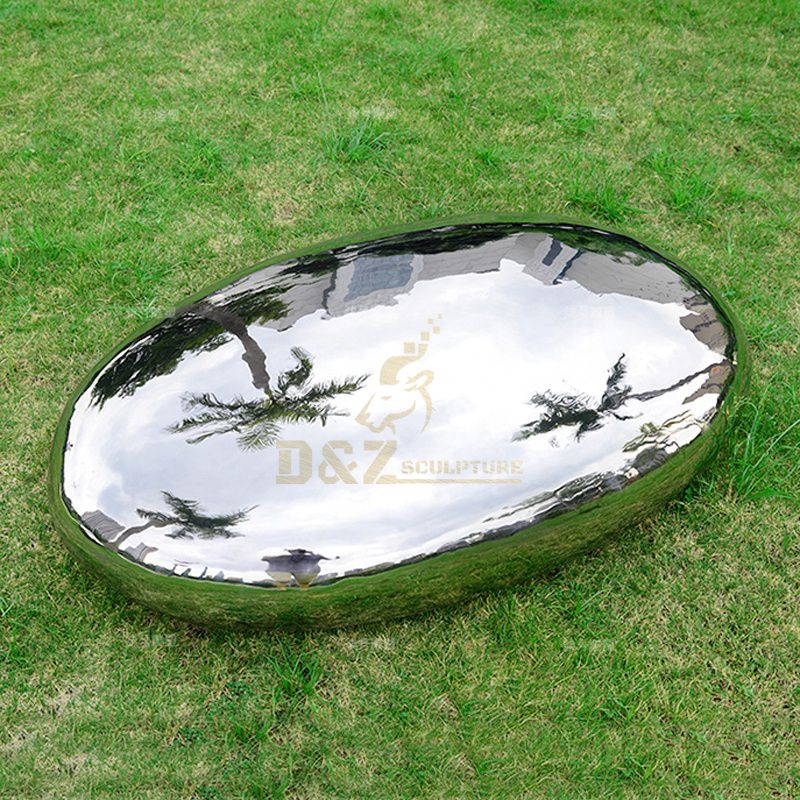 Outdoor Modern Art Stainless Steel Pebble Sculpture Metal Rock Sculpture