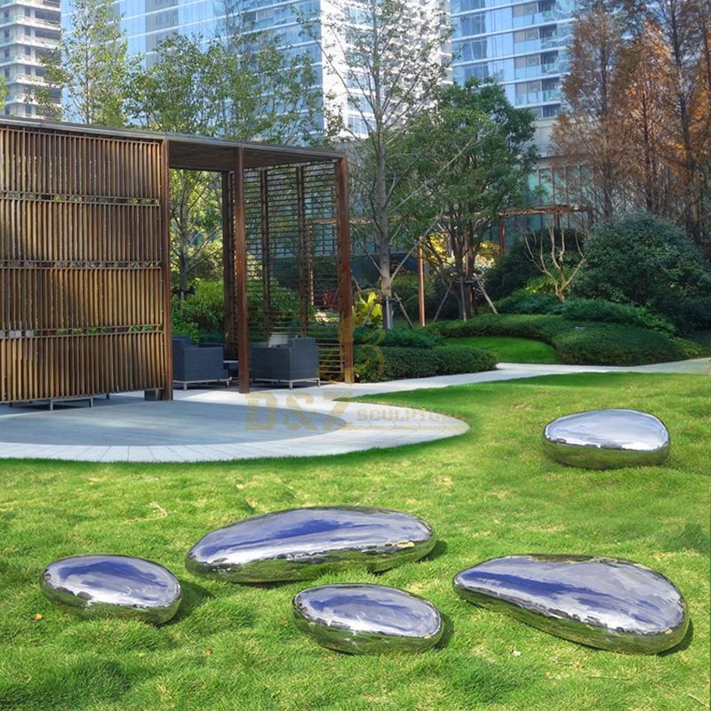 Outdoors Garden Geometrical Stainless Steel Stone sculpture