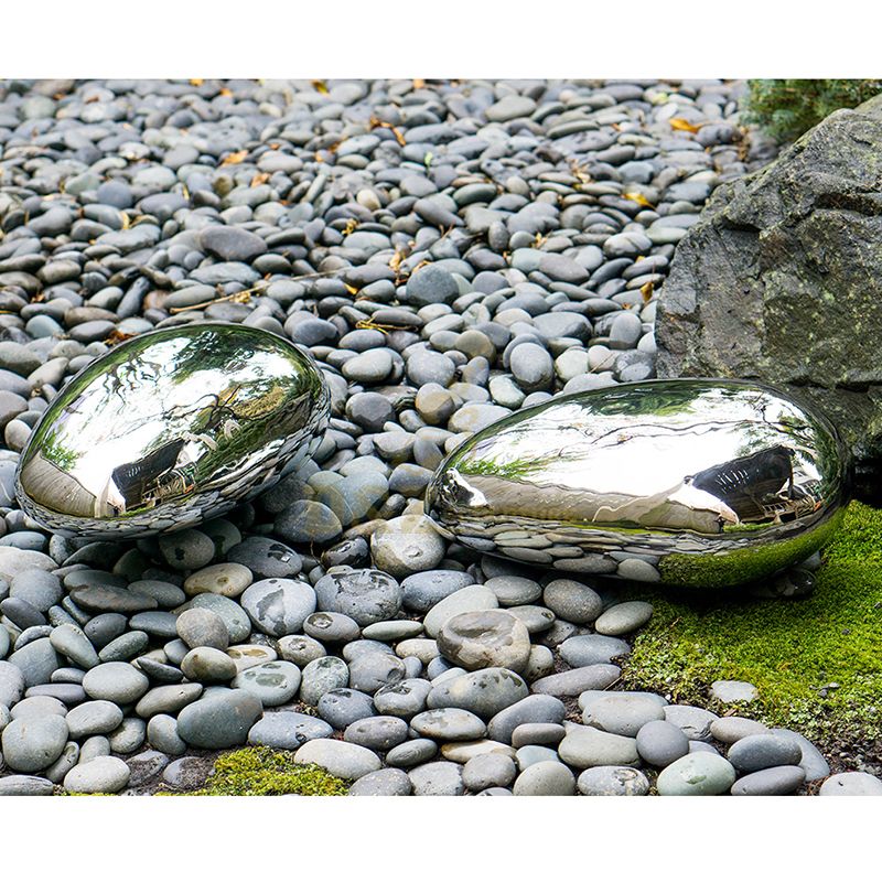 Modern Geometry Stainless Steel Garden Rock Sculpture