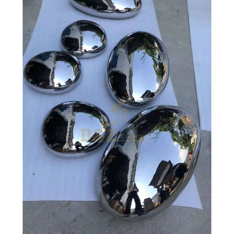 Decorative High Outdoor Round Cubic Stainless Steel Stone Sculpture