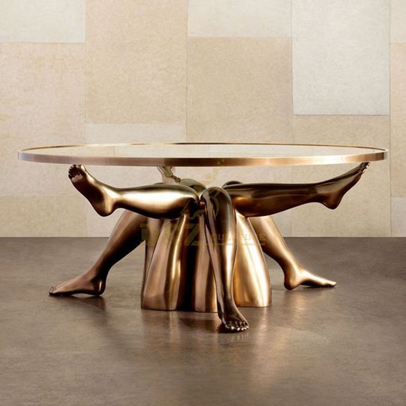 Mirror polished stainless steel table chair sculptures for home decoration