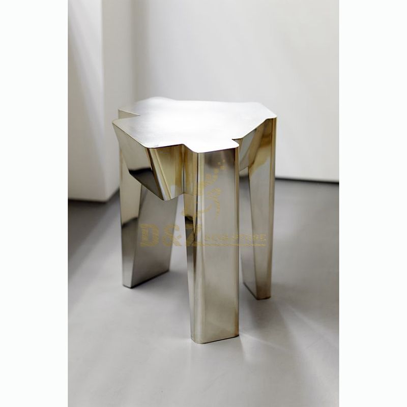 Large modern mirror stainless steel chair sculpture