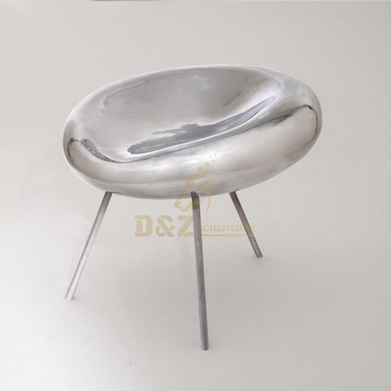 Modern Polished Abstract Stainless Steel Chair Metal Indoor Sculpture