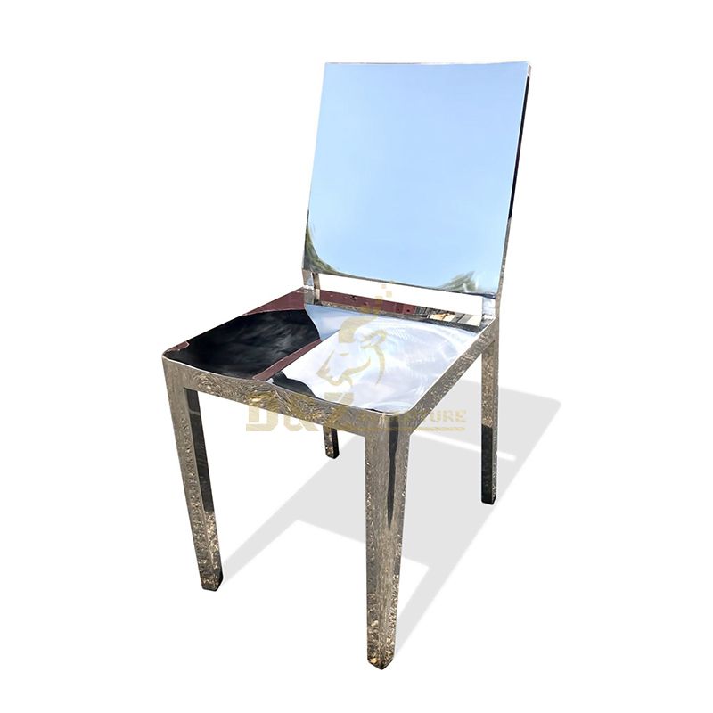 Outdoor Large Stainless Steel Chair Mirror Sculpture