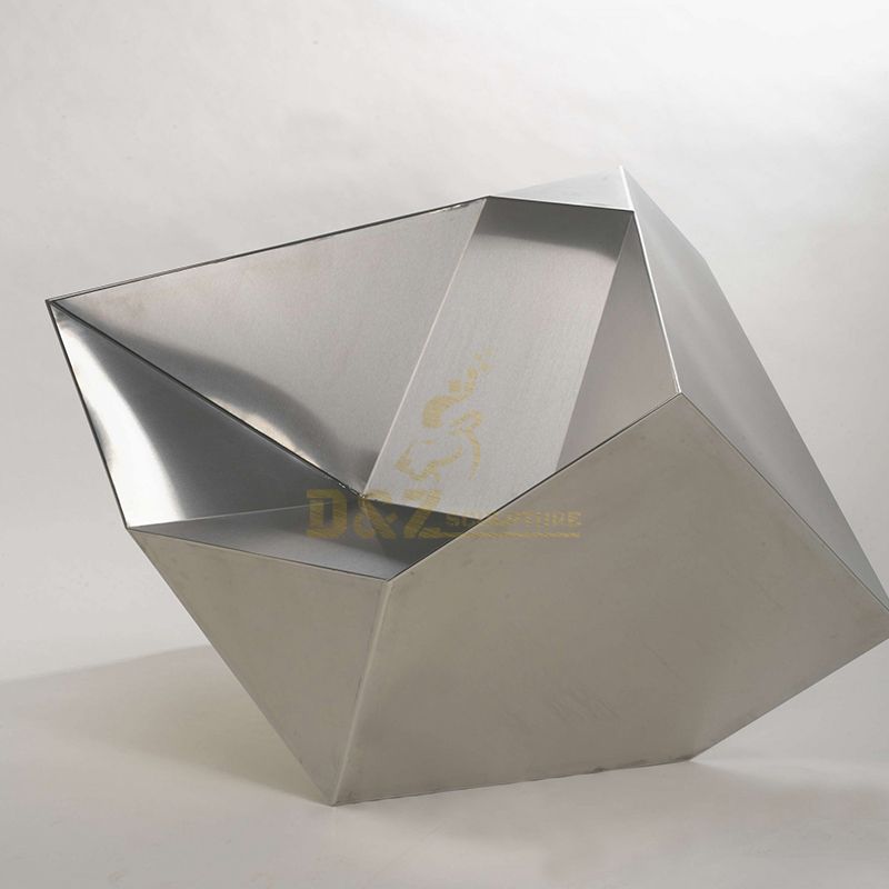Geometric Stainless Steel Mirror Chair Sculpture