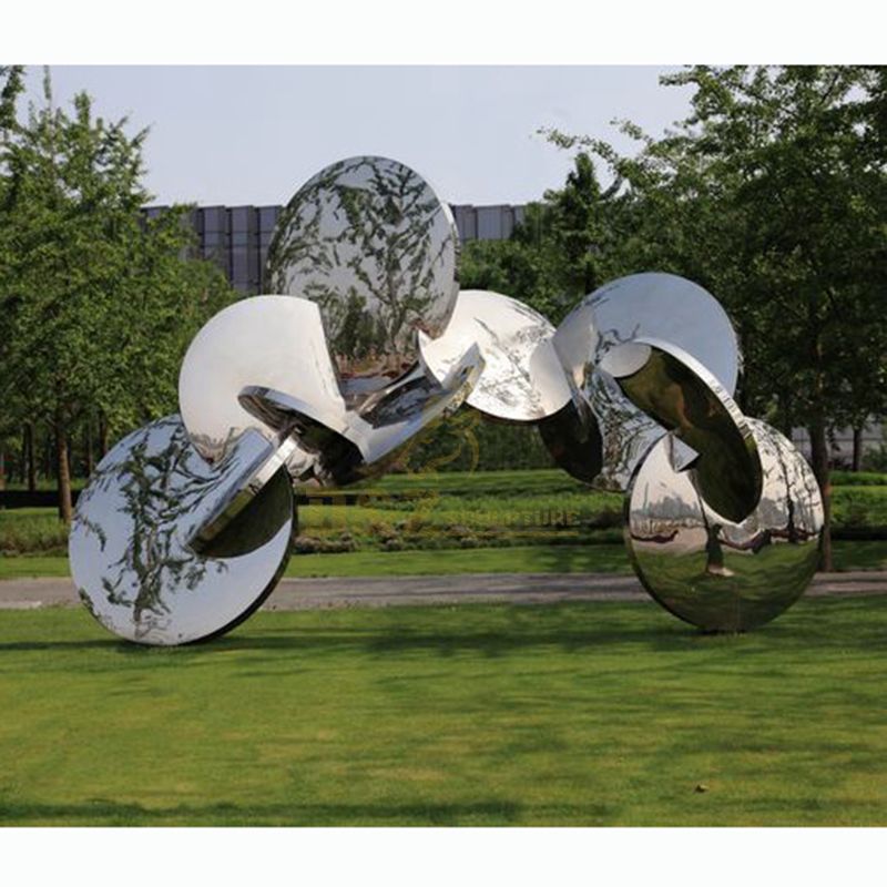 Modern art abstract park metal stainless steel circle sculpture