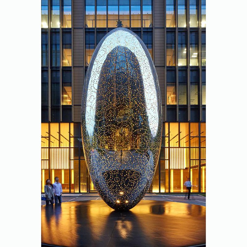 Outdoor Large Morden Abstract Art Oval Stainless Steel Egg Sculpture Metal Steel Sculptures