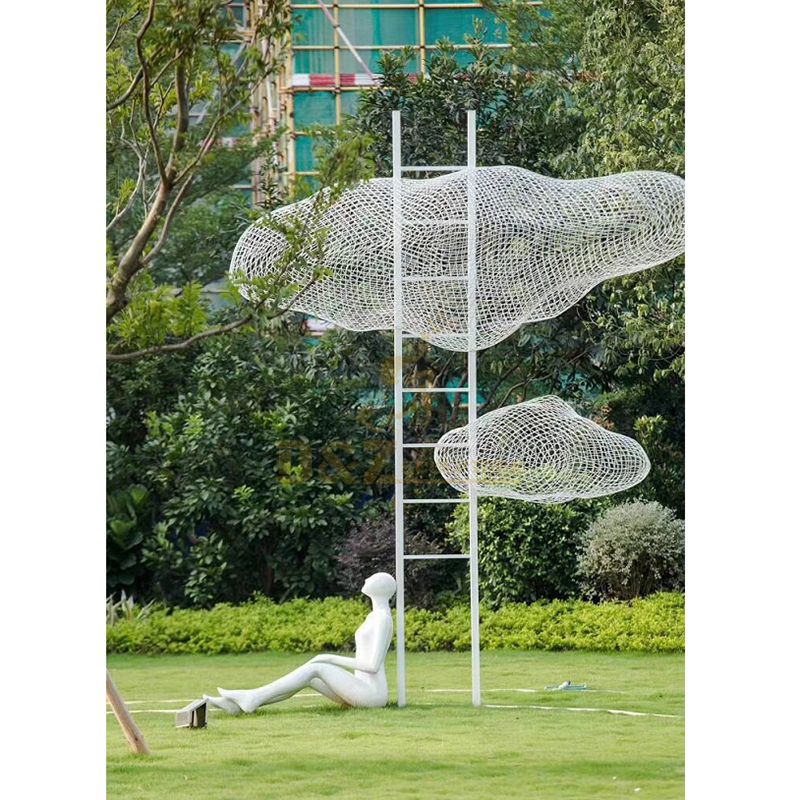 Modern Garden Art Clouds Sculpture Stainless Steel Hollow Sculpture