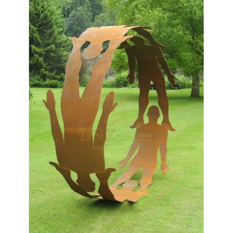 Outdoor Kinetic Large Corten Steel Nude Man Circle Sculpture