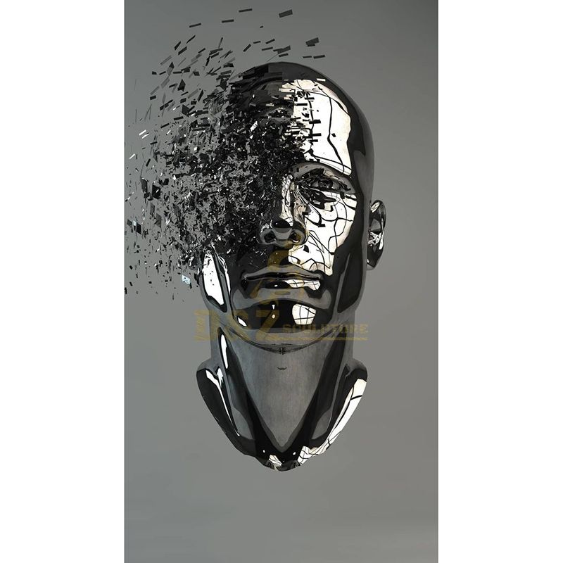 Large Modern Abstract Metal Human Figure Head Sculpture